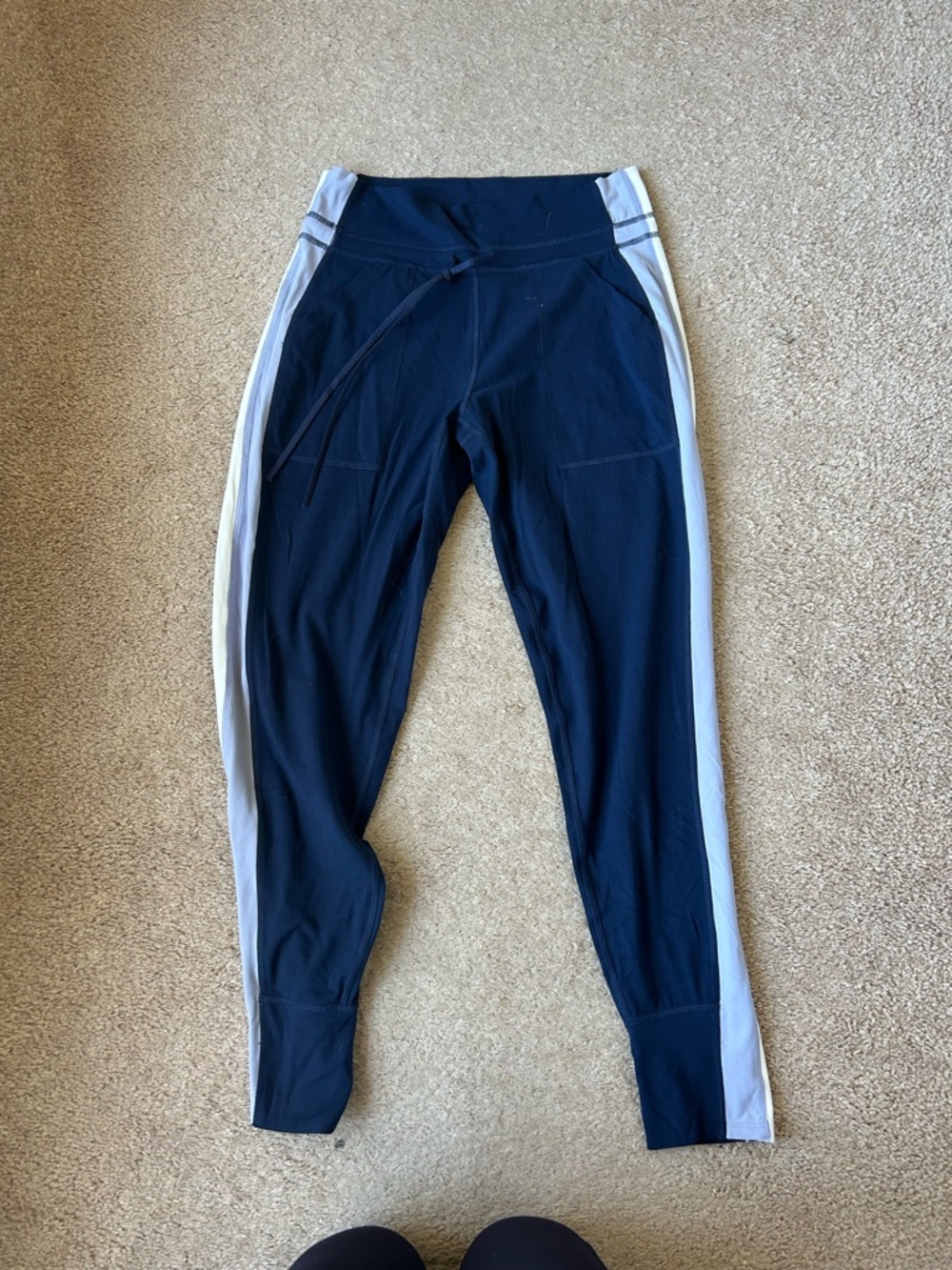 Free people Navy Leggings with White Side Stripe